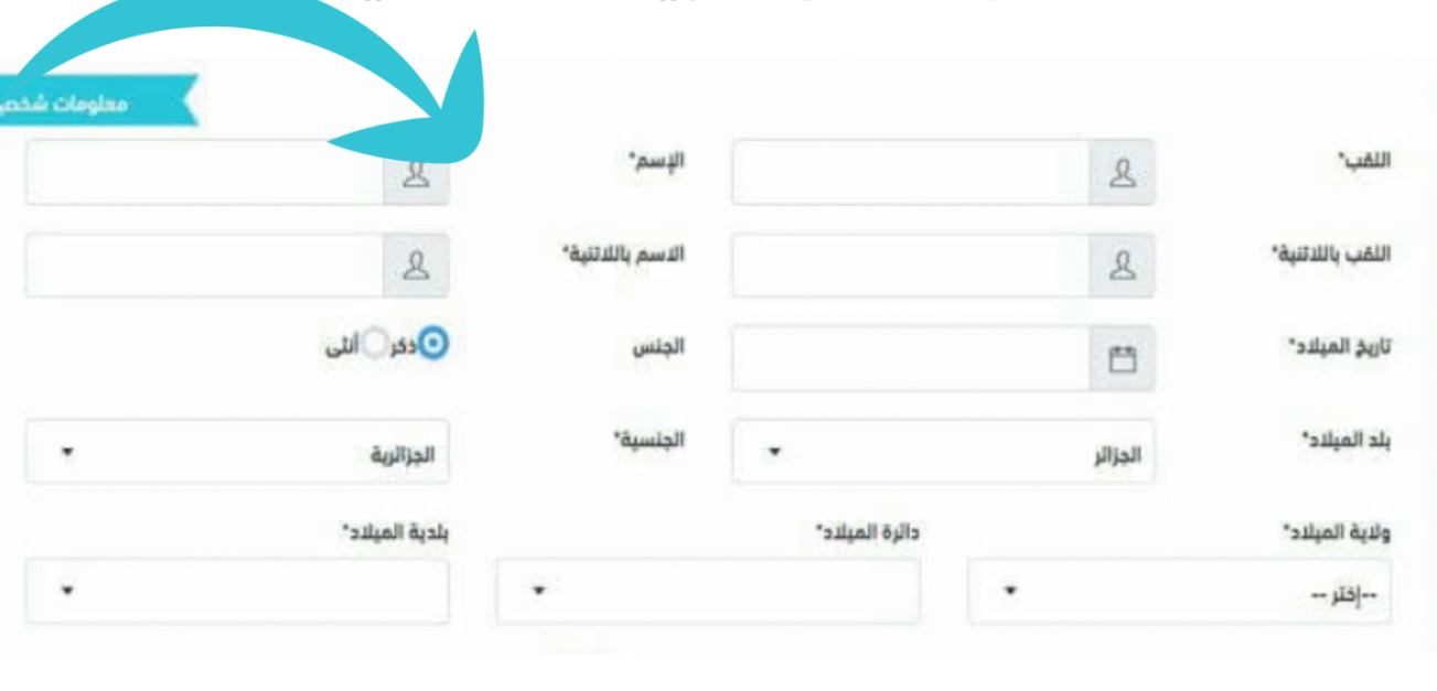 املأ نموذج المعلومات المدنية